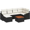 Image de vidaXL - Tuinbank - Set - met - opslag - 7 - pcs - Zwart - en - Crème - poly - rattan