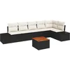 Image de vidaXL - Tuinbank - Set - met - opslag - 7 - pcs - Zwart - en - Crème - poly - rattan
