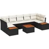 Image de vidaXL - Tuinbank - Set - met - kussen - met - opslag - 8 - pcs - Zwart - Poly - rattan