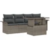 Image de vidaXL - Tuinbank - Set - met - kussen - met - opslag - 5 - pcs - Grijs - Poly - Riet