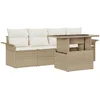 Image de vidaXL - Tuinbank - Set - met - kussen - met - opslag - 5 - pcs - Beige - Poly - Riet