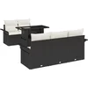 Image de vidaXL - Tuinbank - Set - met - kussen - met - opslag - 6 - pcs - Zwart - Poly - Riet