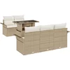 Image de vidaXL - Tuinbank - Set - met - kussen - met - opslag - 6 - pcs - Beige - Poly - Riet