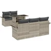 Image de vidaXL - Tuinbank - Set - met - kussen - met - opslag - 6 - pcs - Lichtgrijs - Poly - Riet