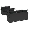 Image de vidaXL - Tuinbank - Set - met - kussen - met - opslag - 6 - pcs - Zwart - Poly - Riet