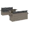 Image de vidaXL - Tuinbank - Set - met - kussen - met - opslag - 7 - pcs - Grijs - Poly - Riet