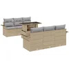 Image de vidaXL - Tuinbank - Set - met - kussen - met - opslag - 7 - pcs - Beige - Poly - Riet