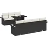 Image de vidaXL - Tuinbank - Set - met - kussen - met - opslag - 8 - pcs - Zwart - Poly - Riet