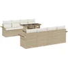 Image de vidaXL - Tuinbank - Set - met - kussen - met - opslag - 9 - pcs - Beige - Poly - Riet