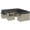 Image de vidaXL - Tuinbank - Set - met - kussen - met - opslag - 9 - pcs - Lichtgrijs - Poly - Riet