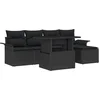 Image de vidaXL - Tuinbank - Set - met - kussen - met - opslag - 6 - pcs - Zwart - Poly - rattan