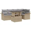 Image de vidaXL - Tuinbank - Set - met - kussen - met - opslag - 6 - pcs - Beige - Poly - rattan