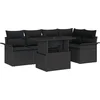 Image de vidaXL - Tuinbank - Set - met - kussen - met - opslag - 6 - pcs - Zwart - Poly - Riet