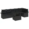 Image de vidaXL - Tuinbank - Set - met - kussen - met - opslag - 7 - pcs - Zwart - Poly - rattan
