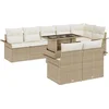 Image de vidaXL - Tuinbank - Set - met - kussen - met - opslag - 9 - pcs - Beige - Poly - rattan