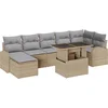 Image de vidaXL - Tuinbank - Set - met - kussen - met - opslag - 8 - pcs - Beige - Poly - rattan
