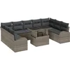 Image de vidaXL - Tuinbank - Set - met - kussen - met - opslag - 10 - pcs - Grijs - Poly - rattan