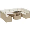 Image de vidaXL - Tuinbank - Set - met - kussen - met - opslag - 10 - pcs - Beige - Poly - rattan