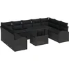 Image de vidaXL - Tuinbank - Set - met - kussen - met - opslag - 10 - pcs - Zwart - Poly - rattan