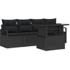 Image de vidaXL - Tuinbank - Set - met - kussen - met - opslag - 5 - pcs - Zwart - Poly - rattan