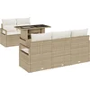 Image de vidaXL - Tuinbank - Set - met - kussen - met - opslag - 6 - pcs - Beige - Poly - rattan