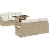 Image de vidaXL - Tuinbank - Set - met - kussen - met - opslag - 7 - pcs - Beige - Poly - rattan