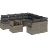 Image de vidaXL - Tuinbank - Set - met - kussen - met - opslag - 9 - pcs - Grijs - Poly - rattan