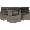 Image de vidaXL - Tuinbank - Set - met - kussen - met - opslag - 5 - pcs - Grijs - Poly - rattan