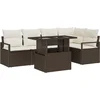 Image de vidaXL - Tuinbank - Set - met - kussen - met - opslag - 6 - pcs - Bruin - Poly - rattan