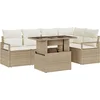 Image de vidaXL - Tuinbank - Set - met - kussen - met - opslag - 6 - pcs - Beige - Poly - rattan