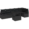 Image de vidaXL - Tuinbank - Set - met - kussen - met - opslag - 7 - pcs - Zwart - Poly - rattan