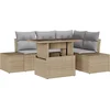 Image de vidaXL - Tuinbank - Set - met - kussen - met - opslag - 5 - pcs - Beige - poly - rattan