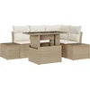 Image de vidaXL - Tuinbank - Set - met - kussen - met - opslag - 5 - pcs - Beige - poly - rattan
