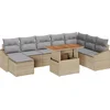 Image de vidaXL - Tuinbank - Set - met - opslag - 9 - pcs - Beige - Poly - rattan