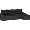 Image de vidaXL - Bankstel - met - kussen - met - opslag - 5 - pcs - Zwart - poly - rattan