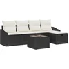 Image de vidaXL - Bankstel - met - kussen - met - opslag - Zwart - poly - rattan