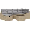 Image de vidaXL - Bankstel - met - kussen - met - opslag - Beige - en - Lichtgrijs - poly - rattan