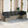 Image de vidaXL - Bankstel - met - kussen - met - opslag - 7 - pcs - Grijs - poly - rattan