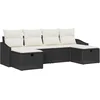 Image de vidaXL - Tuinbank - Set - met - kussen - 6 - pcs - Zwart - Poly - rattan