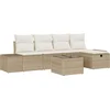 Image de vidaXL - Tuinbank - Set - met - kussen - 6 - pcs - Beige - poly - rattan