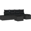 Image de vidaXL - Tuinbank - Set - met - kussen - 6 - pcs - Zwart - poly - rattan