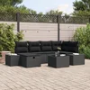 Image de vidaXL - Tuinbank - Set - met - kussen - 7 - pcs - Zwart - poly - rattan