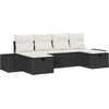 Image de vidaXL - Tuinbank - Set - met - kussen - 6 - pcs - Zwart - poly - rattan