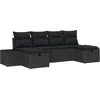 Image de vidaXL - Tuinbank - Set - met - kussen - 6 - pcs - Zwart - poly - rattan