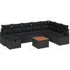 Image de vidaXL - Tuinbank - Set - met - kussen - met - opslag - 9 - pcs - Zwart - poly - rattan