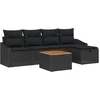 Image de vidaXL - Tuinbank - Set - met - kussen - met - opslag - 6 - pcs - Zwart - poly - rattan