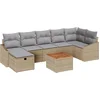 Image de vidaXL - Tuinbank - Set - met - kussen - met - opslag - 8 - pcs - Beige - poly - rattan