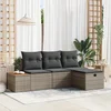 Image de vidaXL - Tuinbank - Set - met - kussen - 4 - pcs - Grijs - Poly - rattan