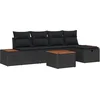 Image de vidaXL - Tuinbank - Set - met - kussen - 6 - pcs - Zwart - poly - rattan