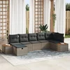Image de vidaXL - Tuinbank - Set - met - kussen - 7 - pcs - Grijs - poly - rattan